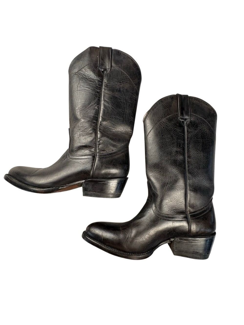 Vintage Eagle Pass Cowboy Boots Women’s 7.5 Black Leather Western Mexico